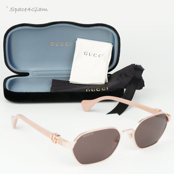 Gucci Women Sunglasses Gold Pink Violet Geometric GG1593S 003 BRAND NEW - Picture 8 of 10